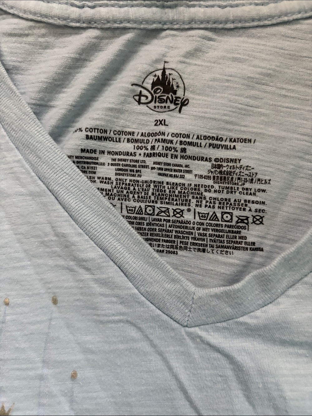 Disney Light Blue Cinderella V-Neck Graphic Tee - Picture 2 of 7